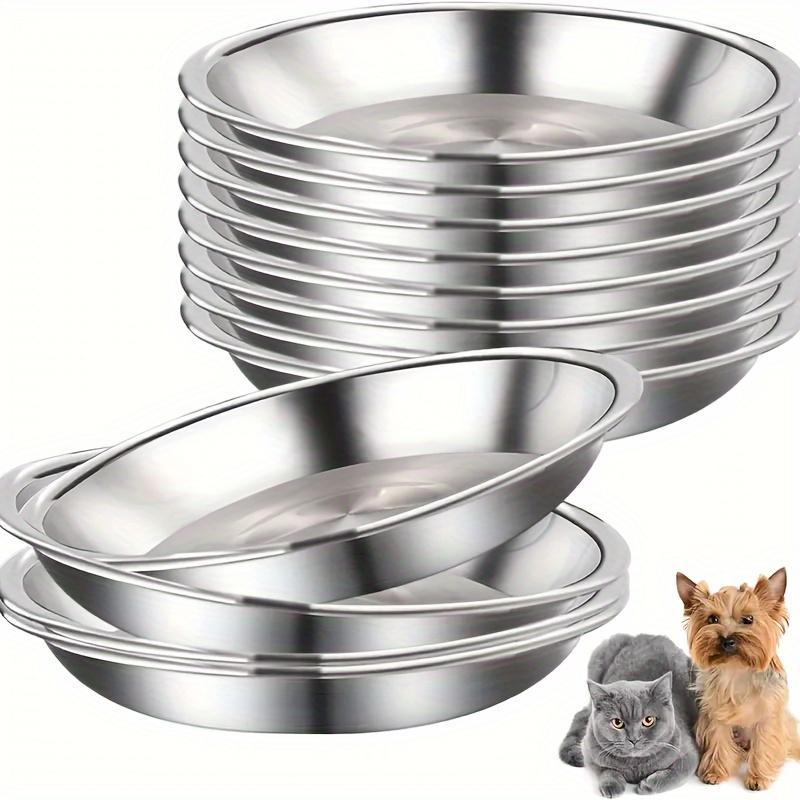 Fünf Katzennäpfe aus Edelstahl, 14,99 cm Rutschfeste Haustiernäpfe, Breites flaches Design geeignet für Katzenbart, Leicht und leicht zu reinigen