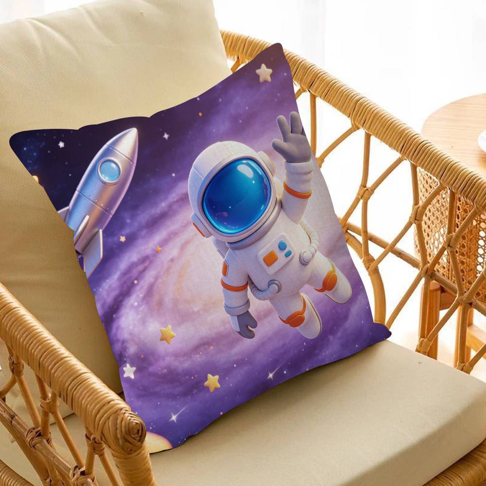 Cartoon Astronaut Outer Space Planet Pillow Cushion Cover Pillowcase Living Room Sofa Home Decor Customized