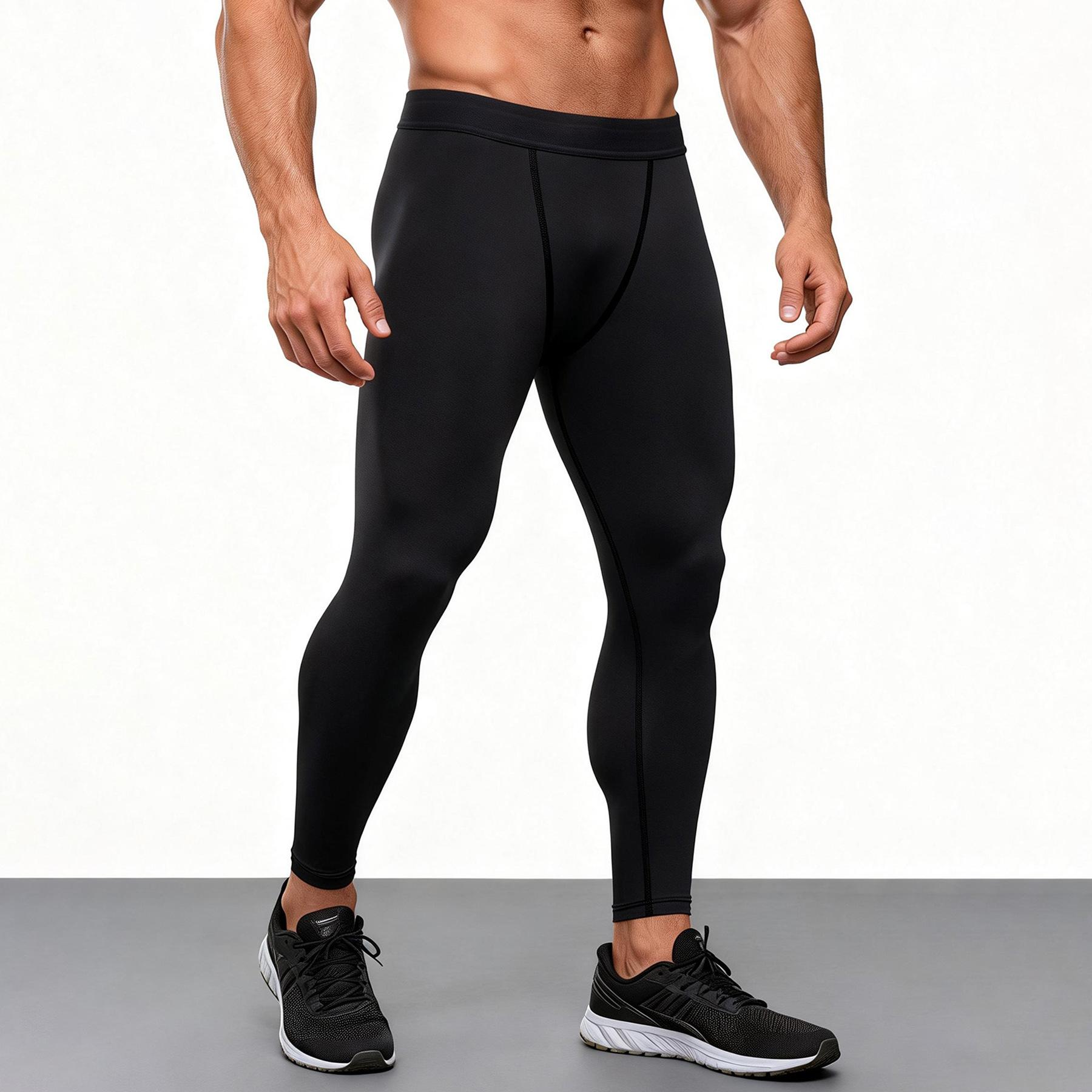 Men s Running Leggings High Waist Compression Tights Breathable Trousers for Workout Cycling Pants S