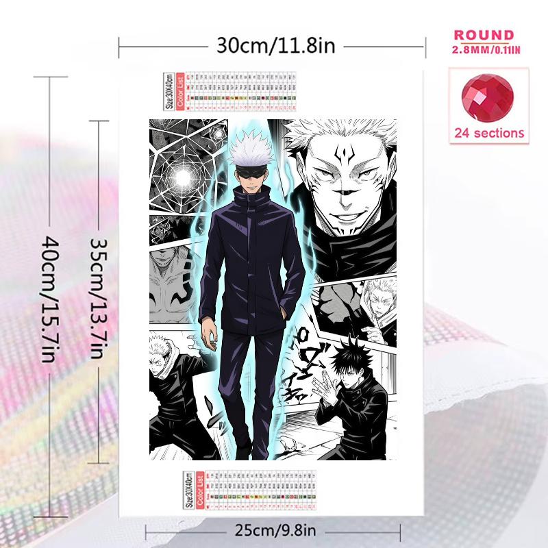 Jujutsu Kaisen Manga & Key Character Set Pattern 3pcs 100% Round Full Drill 5D DIY Diamond Painting Embroidery Cross Stitch Rhinestone Décor
