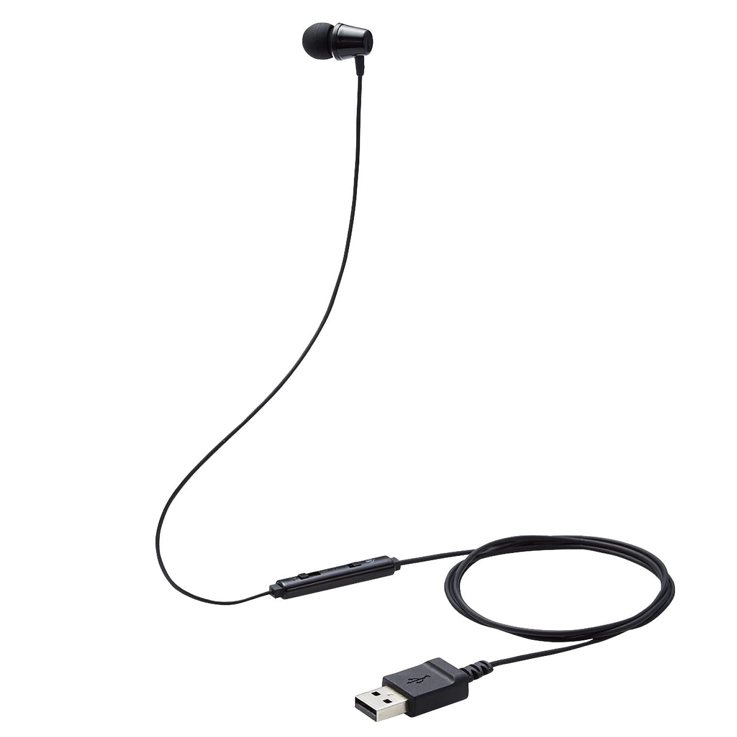 

ELECOM Earphones for Low Volume Specification Heavy Mute Switch Single Ear Black Width x Depth x Height mm Children, [USB Connection] Earphones, Duty,