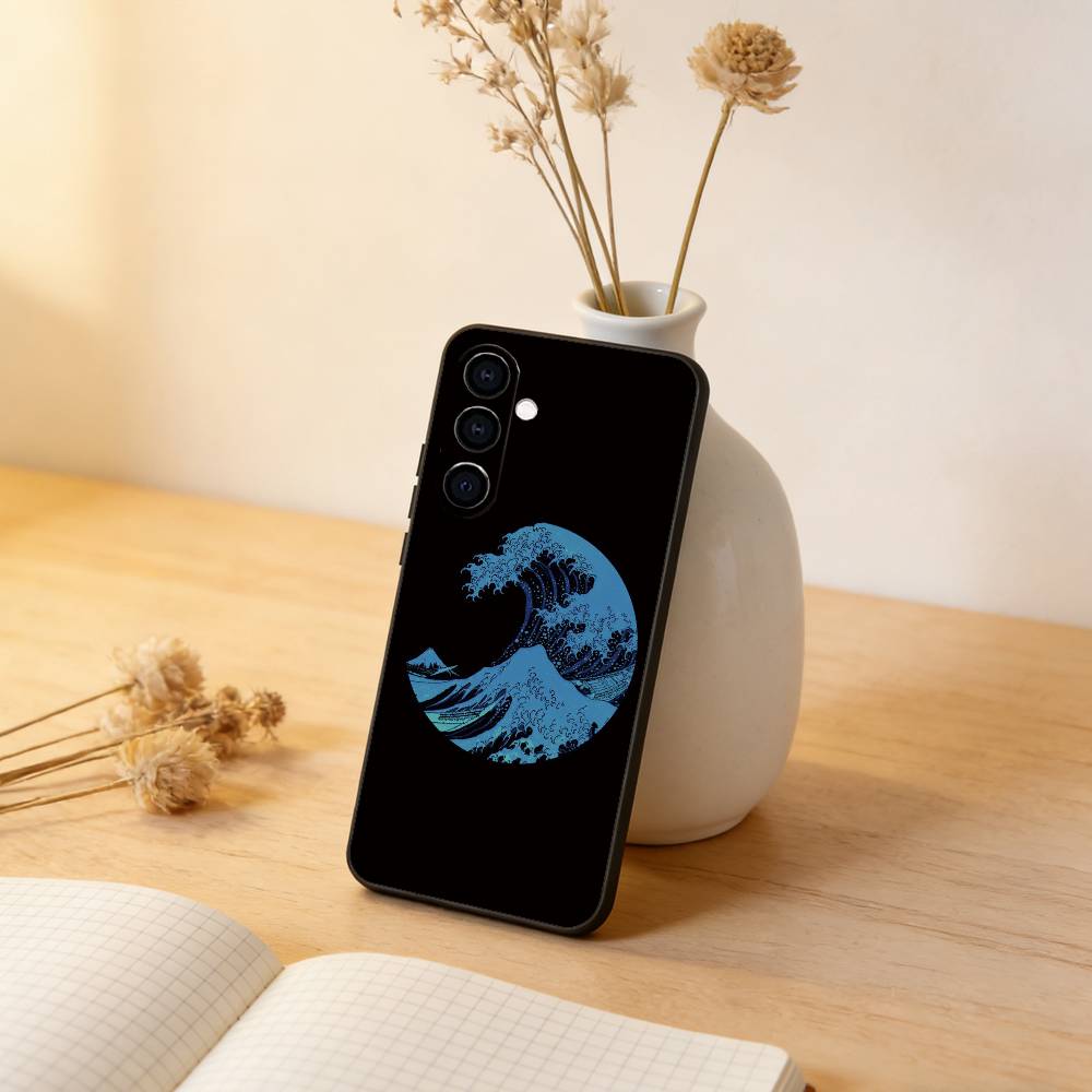 The Great Wave Off Kanagawa Phone Case Black Silicone Soft For Samsung Galaxy A73,A72,A71,A70,A53,A52,A51