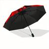 1pc Stained Glass Automatic Folding Umbrella - 8-Rib Iron Frame, Windproof, Portable Sunshade with Plastic Handle for Travel & Outdoor Activ