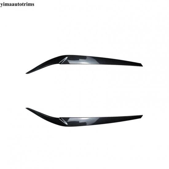 ABS Carbon Fiber / Black Car Front Headlight Lamp Eyebrow Sticker Trim Decor Accessories For BMW 5 Series G30 530I 2017 -