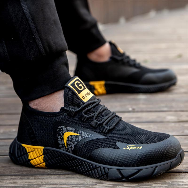 AtreGo Breathable Safety Shoes Men Summer Lightweight Work Shoes Steel