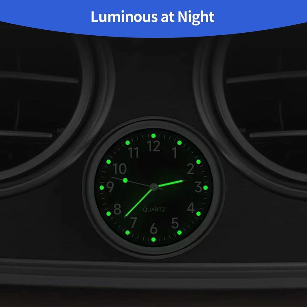 YOUNGFLY Mini Car Clock, Luminous Tiny Analog Clocks for Bike Boat Motorcycle Home Vehicle