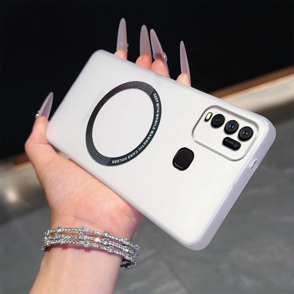 Magnetic Semi‑Transparent Matte Phone Case for Vivo Y50,Y30 4G Soft TPU Shockproof Cover