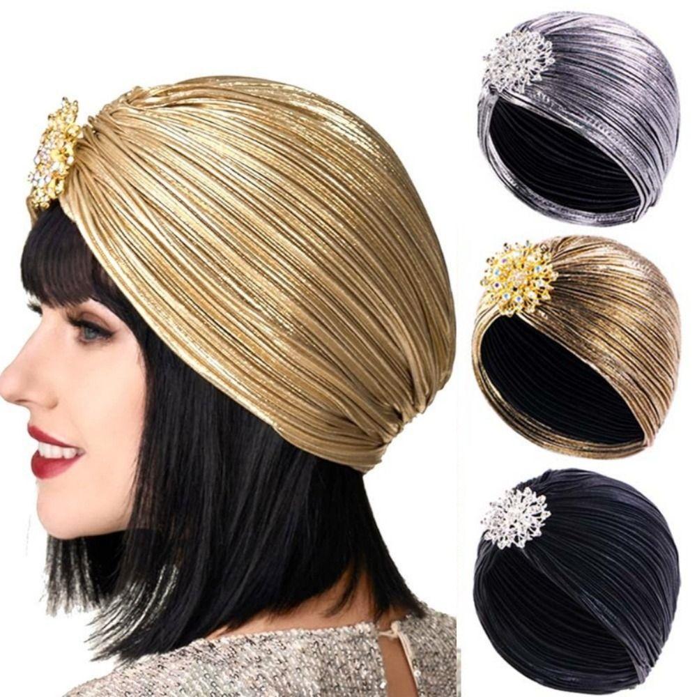Pleated Women Turban Cap Bandana Elastic Beanies Comfortable Luxury Indian Hat Hair Care