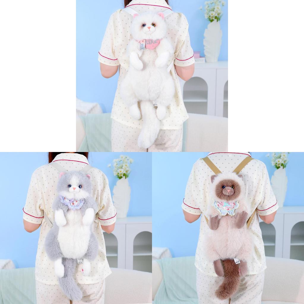 Cat Plush Backpack For Kids Large Capacity Book Bag Gift For Girls