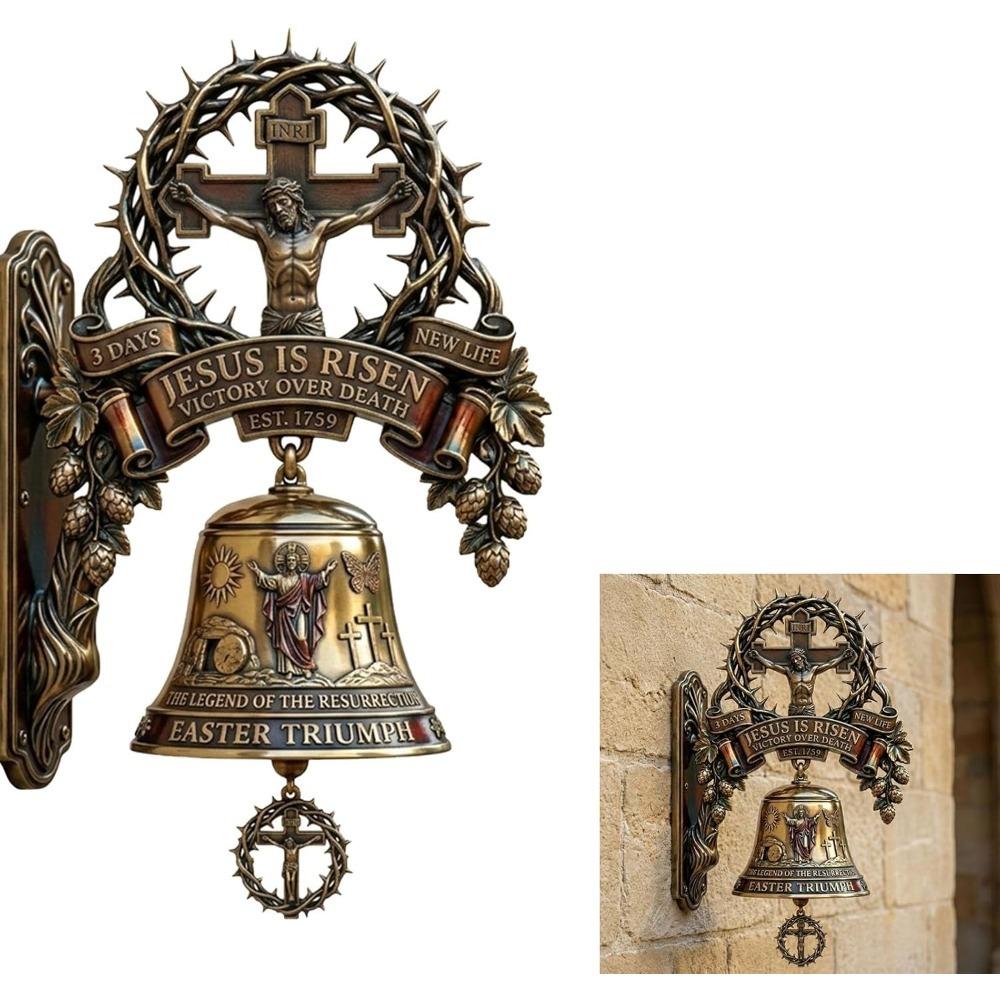 Vintage Jesus Virgin Mary Statue Doorbell Christian Religious Home Decor Bronze Church Gift Inspirational Bible Verse Door Chime