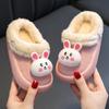 Baumwoll-Hasenpantoffeln für Kinder für drinnen, warme Plüschpantoffeln für Mädchen, niedliche, rutschfeste, wasserdichte Schuhe für den Heimgebrauch im Winter