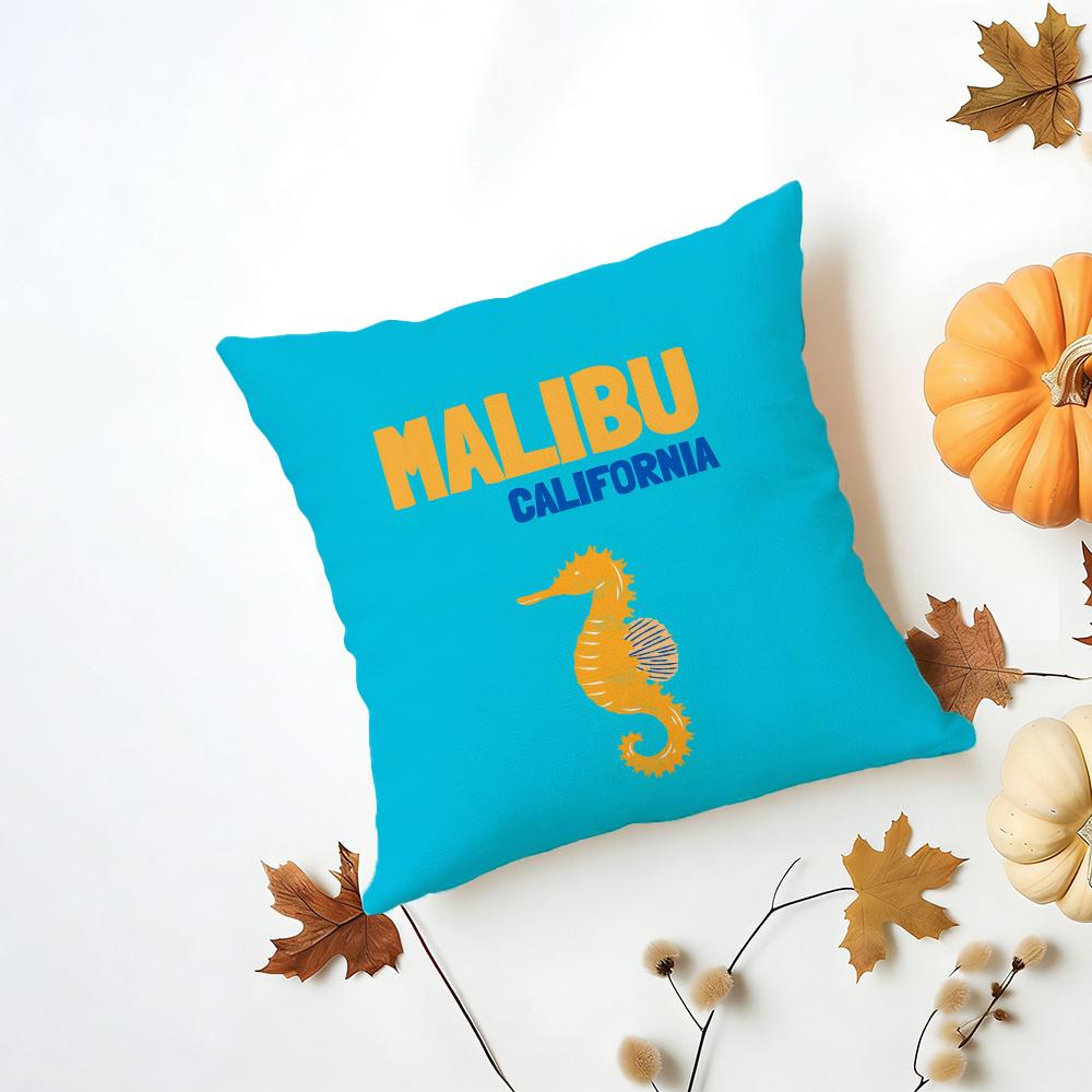Bright Cheerful Anime Summer Travel Series Cushion Cover Washable Linen Pillowcase Soft for Daily Sofa Bed Home Room Decor