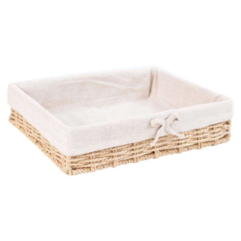 Cesto decorativo per ingresso Cesto portaoggetti intrecciato Scatola organizer per giocattoli cosmetici libri piccoli oggetti Cestino in corda di carta intrecciata