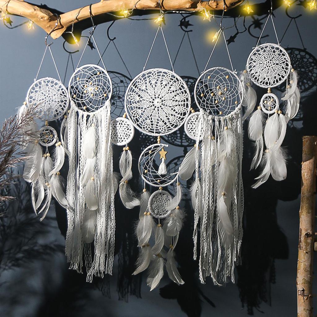 Nordic Five-Piece Feather Dream Catcher Wall Hanging Decor Set