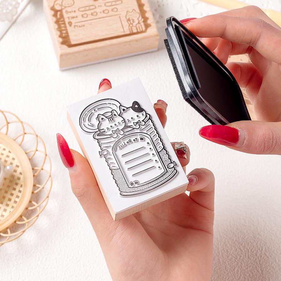 Adorable Wooden Cat Stamps for Planners and Journals – Meow Box Series