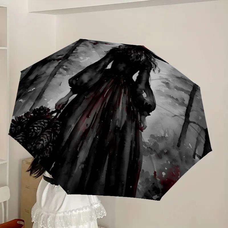 1pc Witch In the Forest Umbrella with Plastic Handle,Suitable for All Seasons Home Travel Outdoor UmbrellaDD961