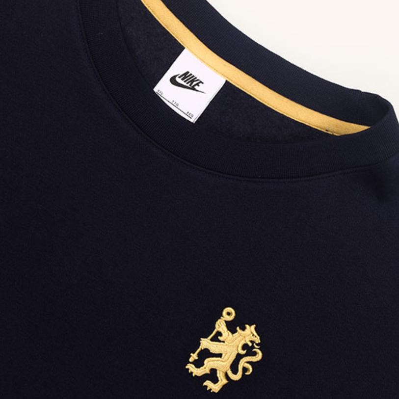 Nike Velvet Fleece Casual Sport Sweatshirt Men Tops Navy-Blue DD4504-498