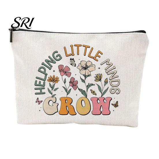 Travel Essentials Bag Cosmetic Teacher Theme Compact Toiletry Portable Zipper Close Storage for And Dressing Table Handbag Organizer