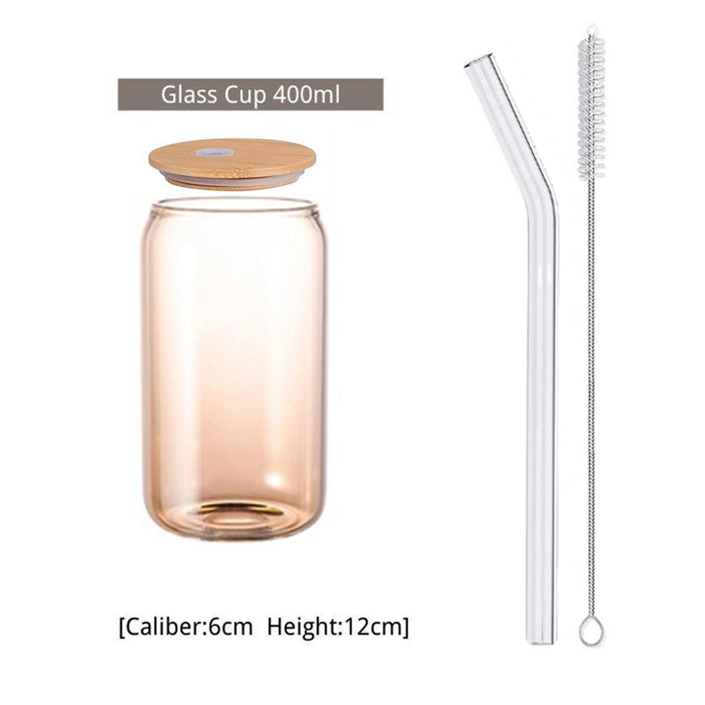 550ml/400ml Glass Cup with Lid and Straw Transparent Reusable Coke Cup Juice Glass Beer Can Milk Mocha Cups Mug Drinkware
