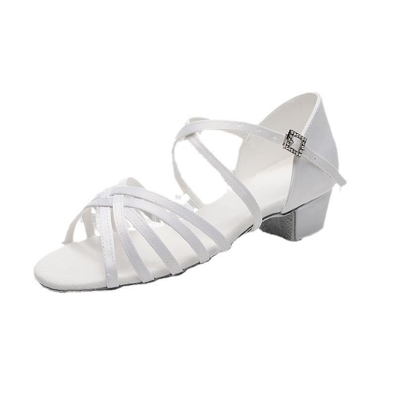 Girls' Professional White Latin Dance Shoes with Soft Sole – New Children's Practice Footwear
