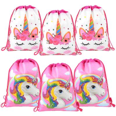 4-12Pcs Unicorn Drawstring Bags Candy Gift Storage Packaging Bag Girls Unicorn Theme Birthday Party Decor Supplies Kids Favors