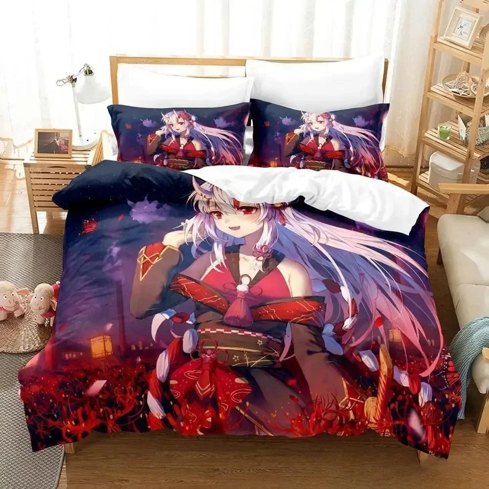 3D Anime Kawaii Nakiri Ayame Printed Bed Set Duvet Cover Pillowcase Bedding Set Bed Linen Sheet Quilt Cover Full Queen King Size