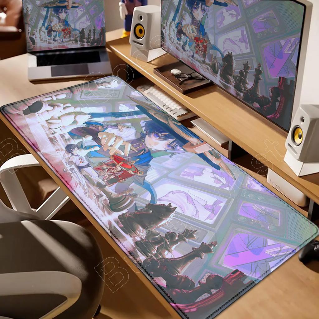 Genshin Impact Columbina Durin Tapis de Souris Anime Tapis de Souris Accessoires Gaming pour Ordinateur Portable Tapis de Souris Grand Tapis de Bureau Tapis pour Clavier d'Ordinateur