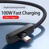 90 Degree 100W Super Charging Cable Type-C To Type-C Data Transfer Cables Portable Type C Cable