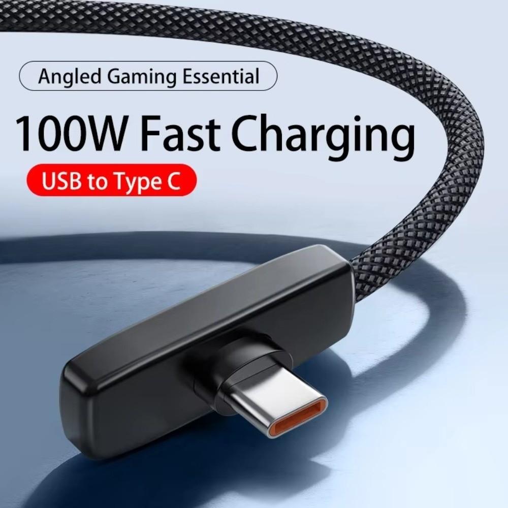 90 Degree 100W Super Charging Cable Type-C To Type-C Data Transfer Cables Portable Type C Cable
