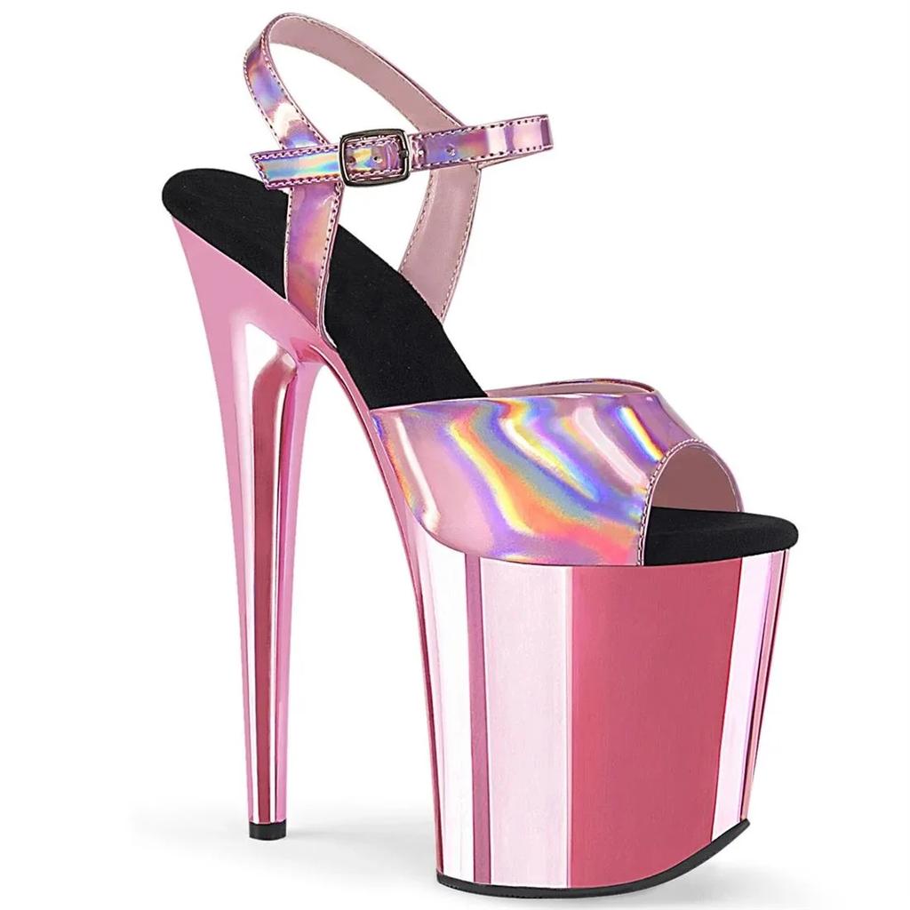Fashion 20cm Hate Sky High Waterproof Platform Rainbow Vamp High-heeled Sandals/high-heeled Pole Dancing Model Catwalk Dress Shoes