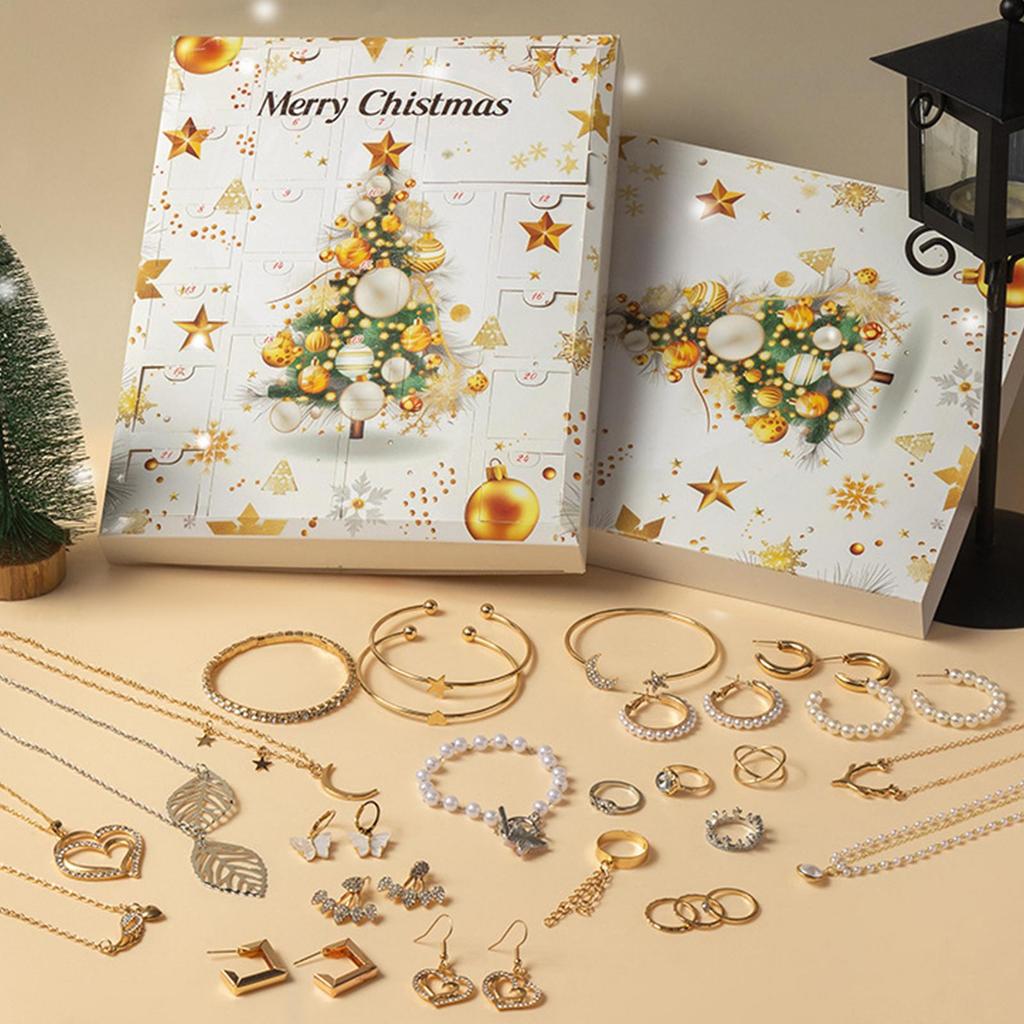 Jewelry Advent Calendar 2025 24 Day Countdown To Christmas Calendar Trendy Jewelry Set For Adult Women Teen Girls Party Gifts