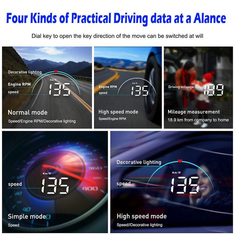 M8 Car HUD Head Up Display OBD2 Overspeed Warning Auto Electronic Water Temperature LED Digital Projector Windshield