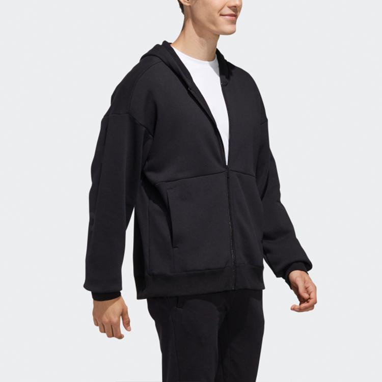 Adidas S2S Mikina na zip s kapucí Pánské bundy Černá ED2008