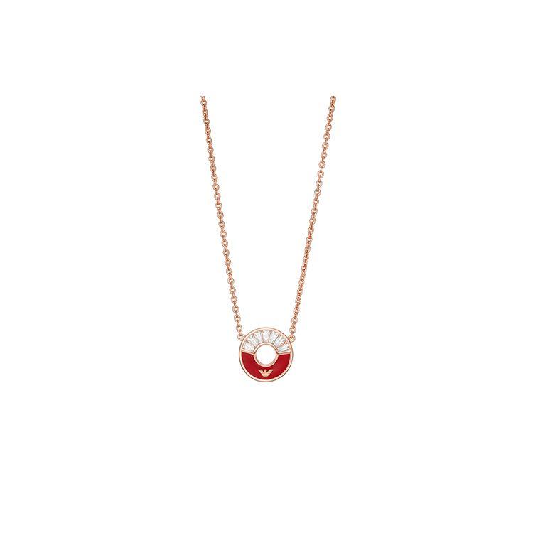 Emporio Armani Ferris Wheel Star Diamond Splicing Fashion Light Luxury 925 Silver Necklace Women necklace Red EG3560221 Shopping Bag