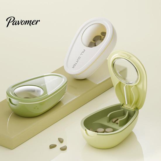 Splitter And Storage Tool Portable Pill Box with Cutter, Stainless Steel Blade Compact Travel Medication Organizer Case, Lightweight Large Capacity