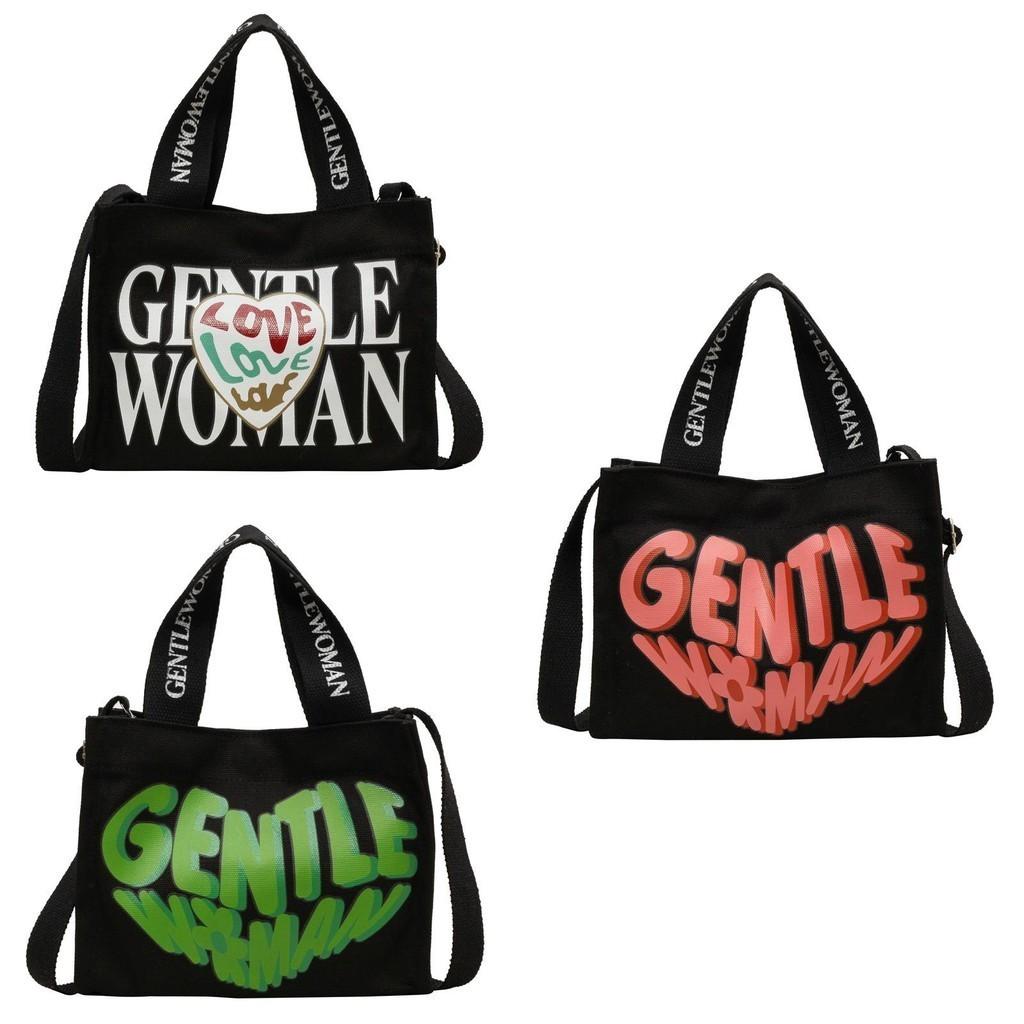 Large Capacity Letter Printed Canvas Tote Bag For Women Street Fashion Crossbody Bag