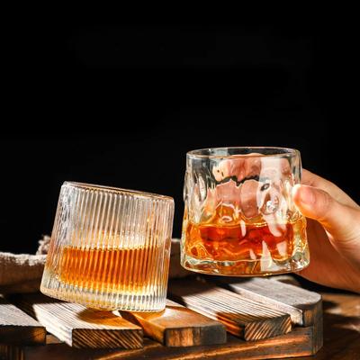 Creative Crystal Whiskey Glass Old Fashioned Rocks Glasses Tumblers Glassware for Cocktail Scotch Spinning Tops Design Glasses