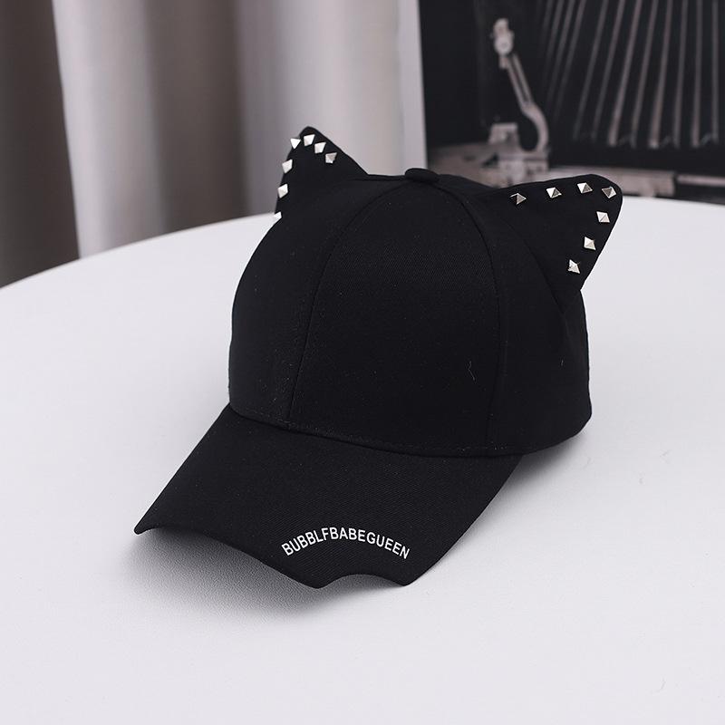 Original Personality Trend Rivet Inlaid Baseball Cap Men's and Women's Cap Cat Ears Denim Baseball Cap
