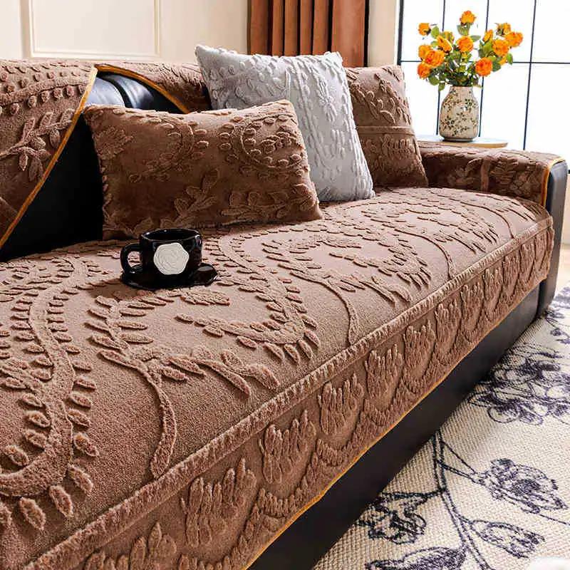 Nordic High-end Sofa Cushion  New Autumn And Winter Solid Color Dust-proof Anti Slip For Living Room Decoration Sofa Cushion