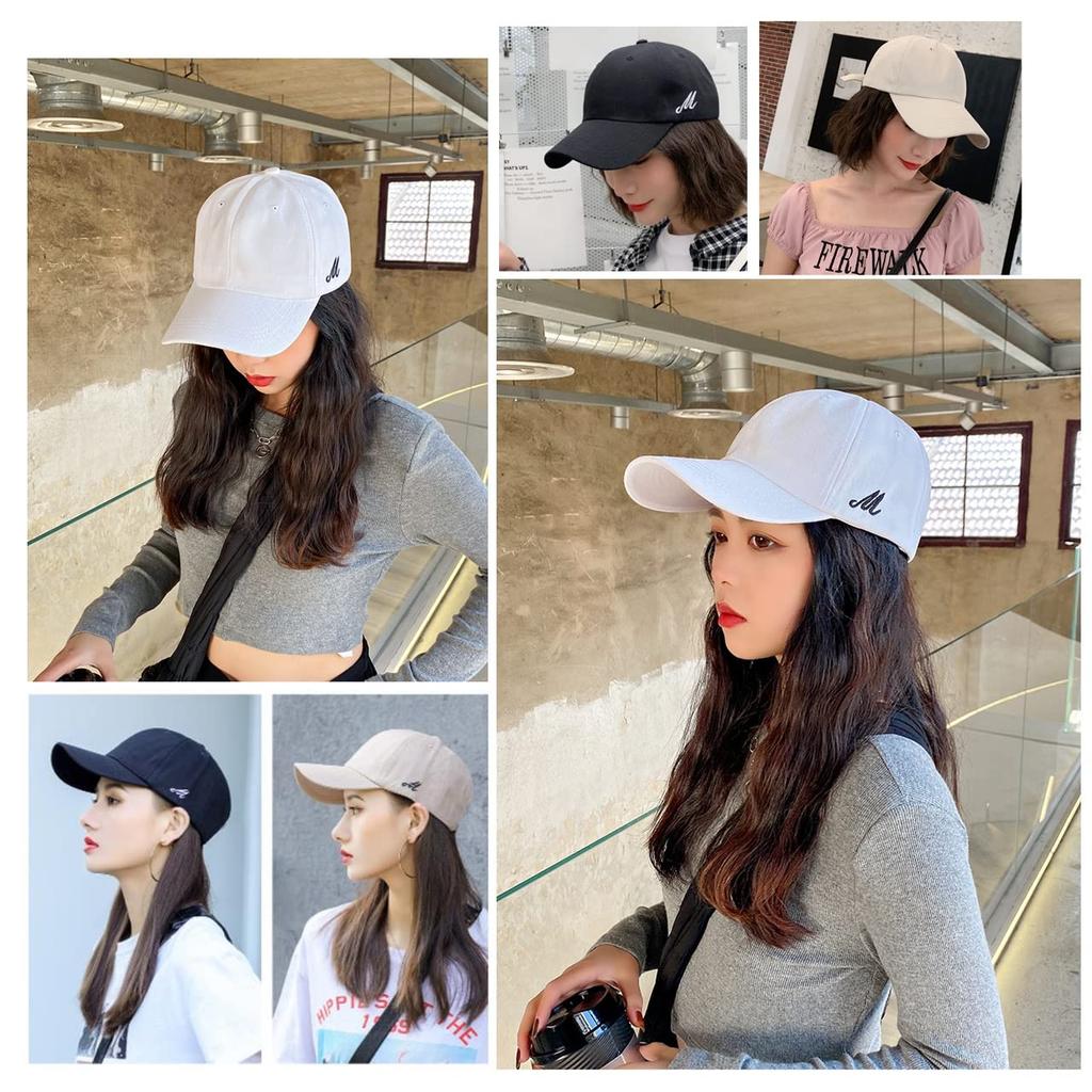 GITIAMO Cap with English Lettering On the Single Point Adjustable Available In and UV Sun and English Women's Side, Embroidery, Strap, Black, White,