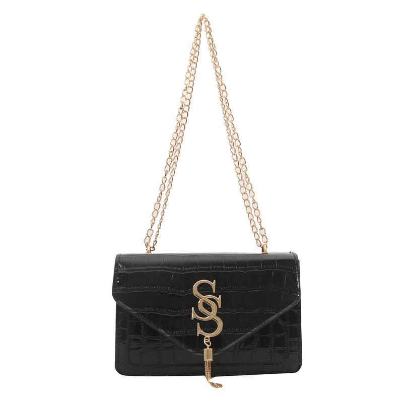Fashionable Vintage Retro Shoulder Bag Chain Small Square Bag Women s Bag чёрный