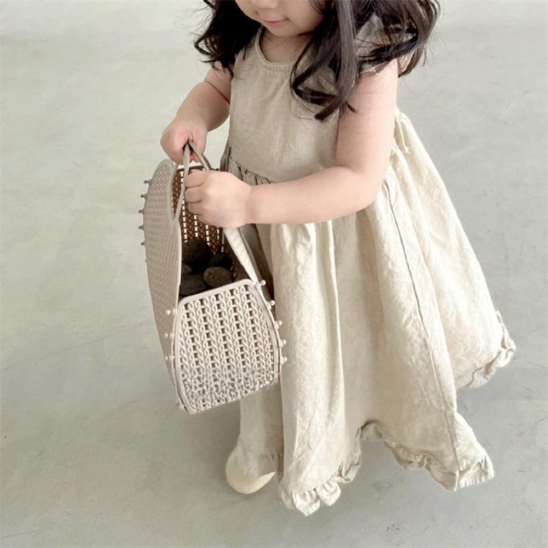 Koreanisches Sommerkleid mit V-Ausschnitt für Babys: Ärmellos, modisch und locker geschnitten
