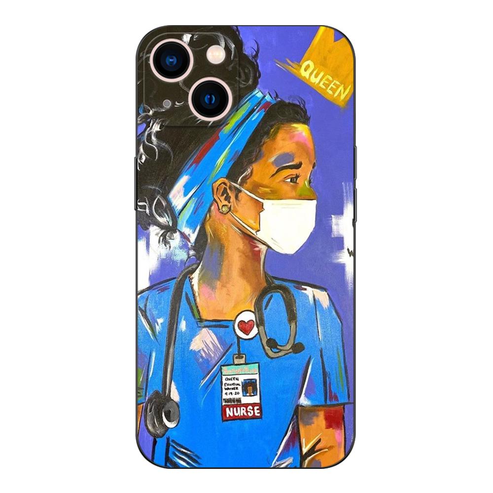 Schwarze TPU-Hülle für Samsung Galaxy A50 50S A30S A10 A01 A11 A21S A31 A41 A51 A71 Hülle Krankenpflege Kunst Zeichnung