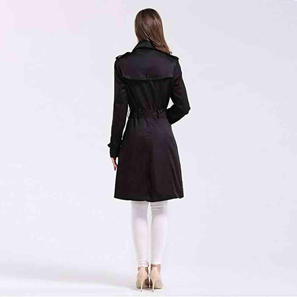 Womens Winter Lapel Double-Breasted SlimLong Trench Coat Overcoat