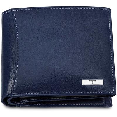 Billetera de Cuero Azul Anilina Oliver para Hombre