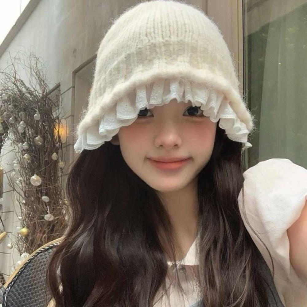 Solid Color Knitted Fisherman Hat Yarn Beanie Hat Fashion Women Bucket Hat  Women