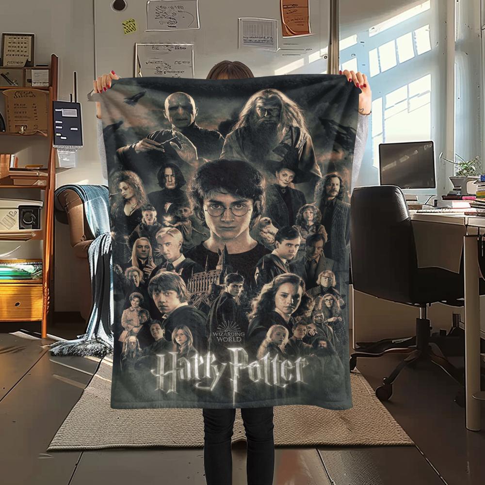 1Pc Magic School Story Print Flannel Blanket, High quality Comfortable for All Seasons, Home Decor, Warmth and Comfort, Perfect for Gifts