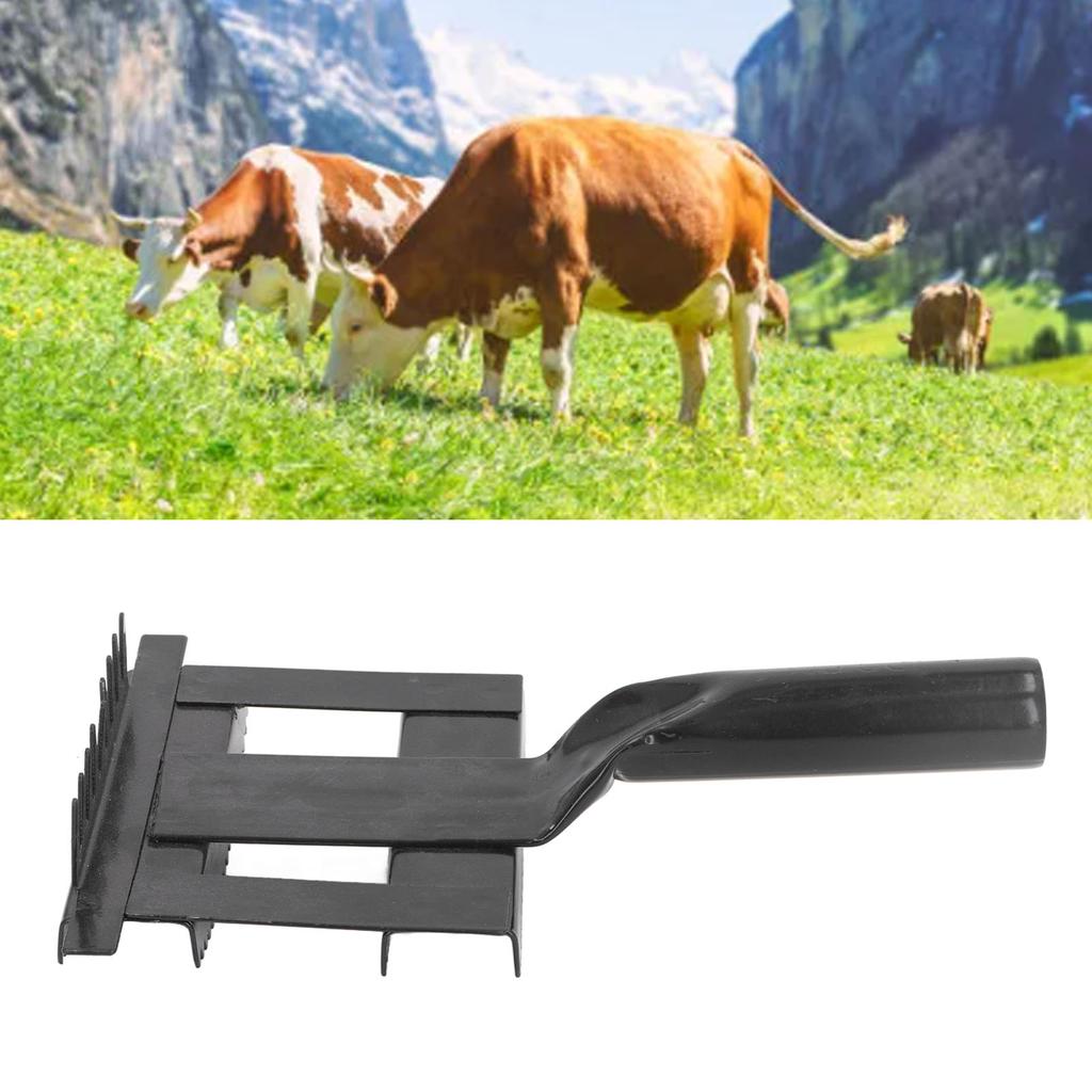 Spazzola per la muta del bestiame Sollievo dal prurito Spazzola in metallo per peli di mucca Strumenti per la toelettatura con impugnatura morbida per cavalli, bovini, pecore