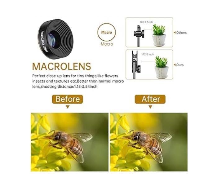 Kit d'objectifs 3 en 1 - Cosulan - Compatible iPhone/Samsung - Grand angle 0,62x - Macro 25x - Fisheye 235°