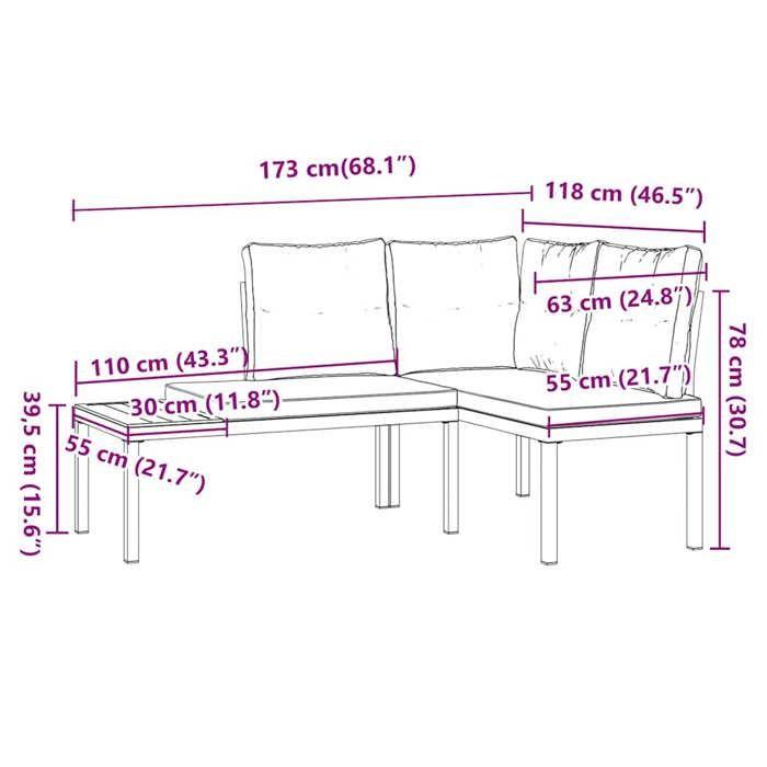 VidaXL Bancs de jardin avec coussins lot de 2 acier enduit de poudre, banc, banc de parc, siège d'extérieur, banc 4008562